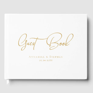 Elegant, Script Font, White, Wedding Guest Book