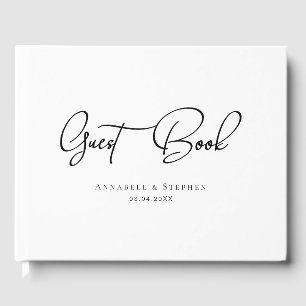 Elegant, Script Font, White, Wedding Guest Book