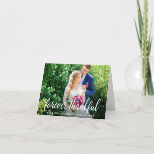 Elegant Script Forever Thankful Wedding Note Thank You Card