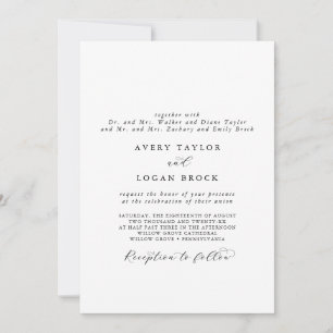 Elegant Script Formal Couple & Both Parent Wedding Invitation