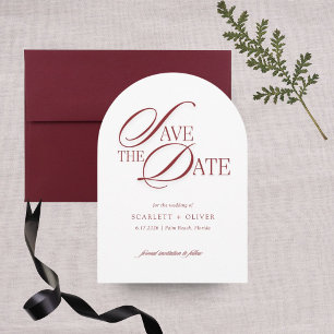 Elegant Script Formal Red Save The Date