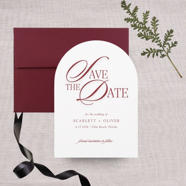 Elegant Script Formal Red  Save The Date (Creator Uploaded)
