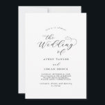 Elegant Script Front Back Wedding Invitation<br><div class="desc">This elegant script front and back wedding invitation is perfect for a simple wedding. The minimalist black and white design features fancy romantic typography with modern glam style. Customisable in any colour. Keep the design minimal and classy,  as is,  or personalise it by adding your own graphics and artwork.</div>
