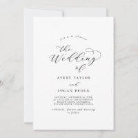 Elegant Script Front Back Wedding Invitation