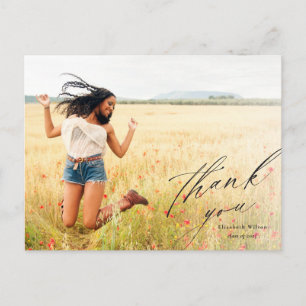 Elegant Script Full Photo Graduation Thank You Postcard
