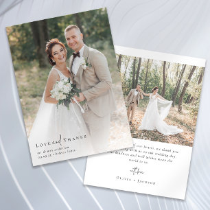 Elegant Script Full Photo Wedding Thank You Card
