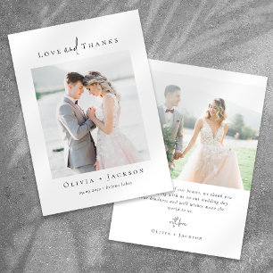 Elegant Script Full Photo Wedding Thank You Card