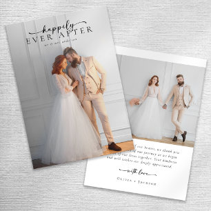 Elegant Script Full Photo Wedding Thank You Card