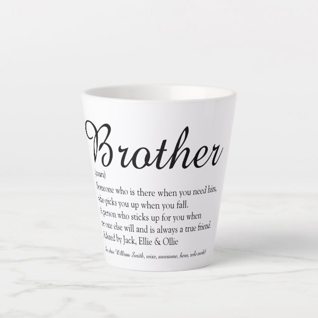 Elegant Script Fun Cool Best Brother Definition  Latte Mug (Front)