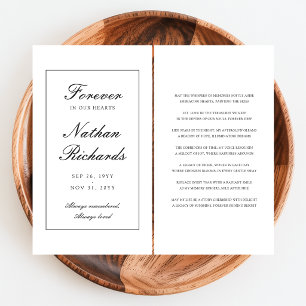 Elegant Script Funeral Memorial Prayer Card