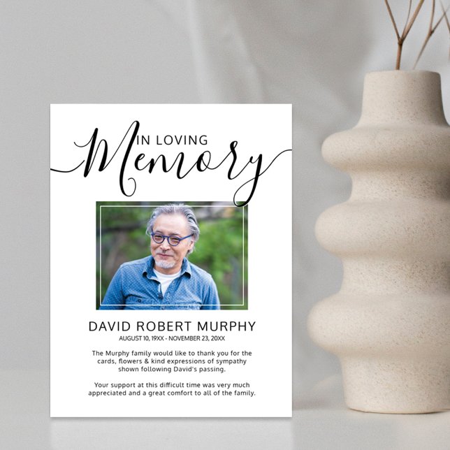 Elegant Script Funeral Thank You Card (Creator Uploaded)