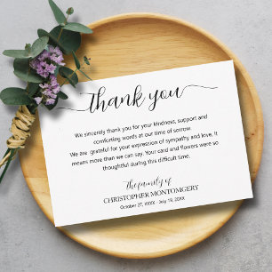 Elegant Script Funeral Thank You Card