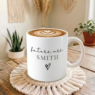 Elegant Script Future Mrs Custom Last Name Wedding Coffee Mug