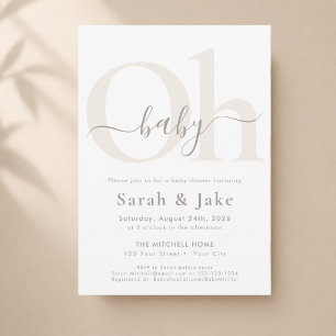 Elegant Script Gender Neutral Oh Baby CoEd Shower Invitation