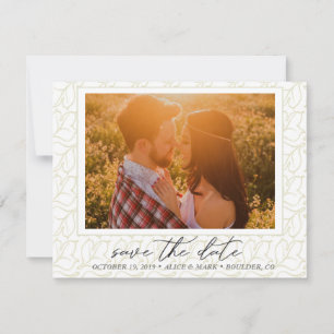 Elegant Script Geometric Foliage Save The Date