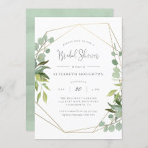 Elegant Script Geometric Greenery Bridal Shower