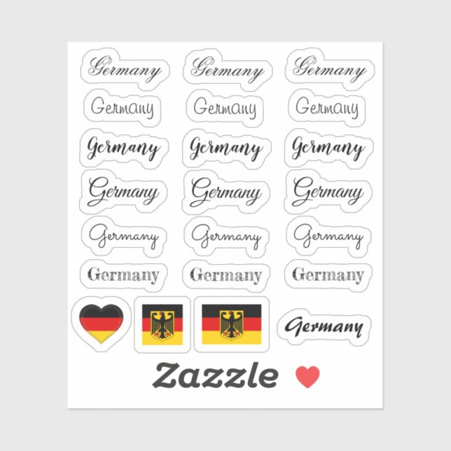 Elegant script Germany & German Flag /name Set (Sheet)