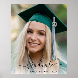 Elegant Script Girl Graduate Photo Graduation Poster