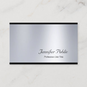 Elegant Script Glamourous Silver Modern Plain Luxe Business Card