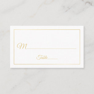 Elegant Script Gold and White Wedding Place Card