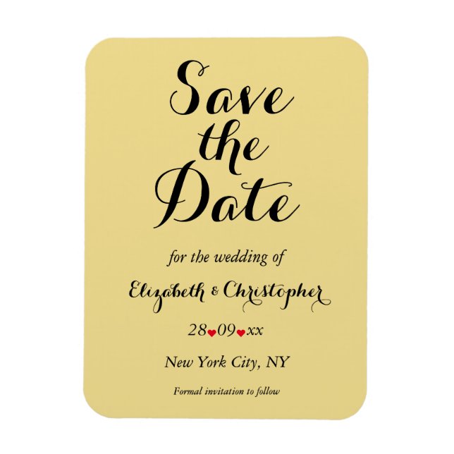 Elegant Script Gold Black Wedding Save The Date Magnet (Vertical)