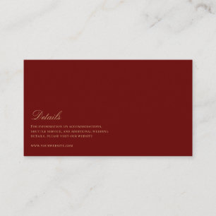 Elegant Script Gold & Deep Red Wedding Details Enclosure Card