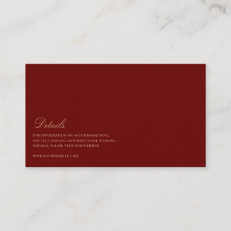Elegant Script Gold & Deep Red Wedding Details Enclosure Card