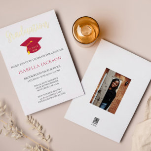 Elegant Script Gold Foil Graduation Announcement
