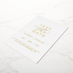 Elegant Script Gold Foil Save the Date
