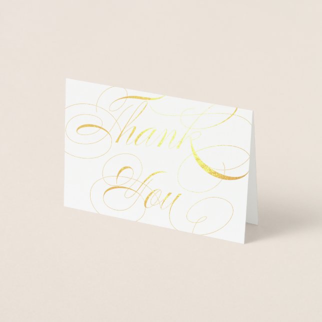 Elegant Script Gold Foil Wedding Thank You Card (Front)