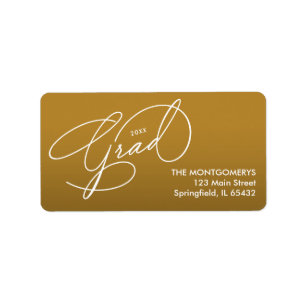 Elegant Script Gold Graduation Return Address Label