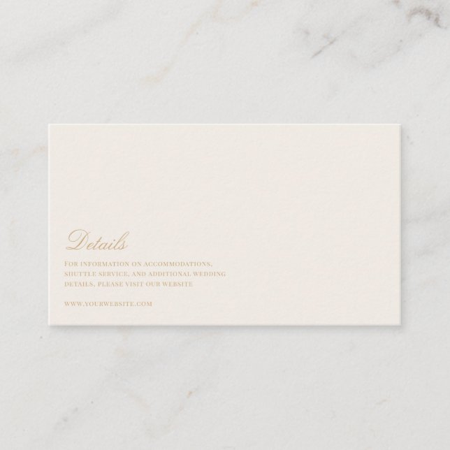 Elegant Script Gold & Ivory Wedding Details  Enclosure Card (Front)