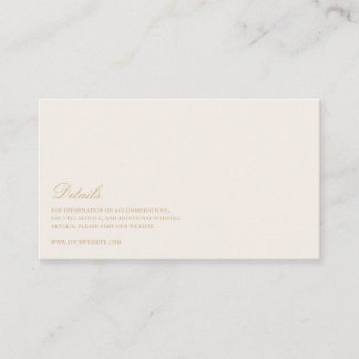 Elegant Script Gold & Ivory Wedding Details Enclosure Card