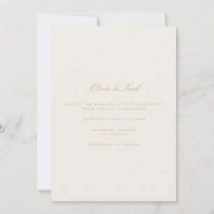 Elegant Script Gold Ivory Wedding Invitation Card