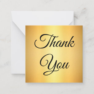 elegant script gold metallic wedding thank you card