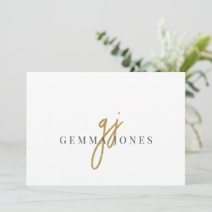 Elegant Script Gold Monogram Initials Name Card
