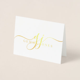 Elegant Script Gold Monogram Initials Name  Foil Card