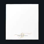 Elegant Script Gold Monogram Initials Name  Notepad<br><div class="desc">A chic modern stylish gold black monogram with a dramatic gold swash script initials with your full name in a modern serif type. Simple elegance.</div>