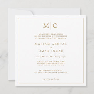 Elegant Script Gold Monogram Invitation