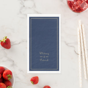 Elegant Script Gold Navy Blue Wedding Minimalist Napkin