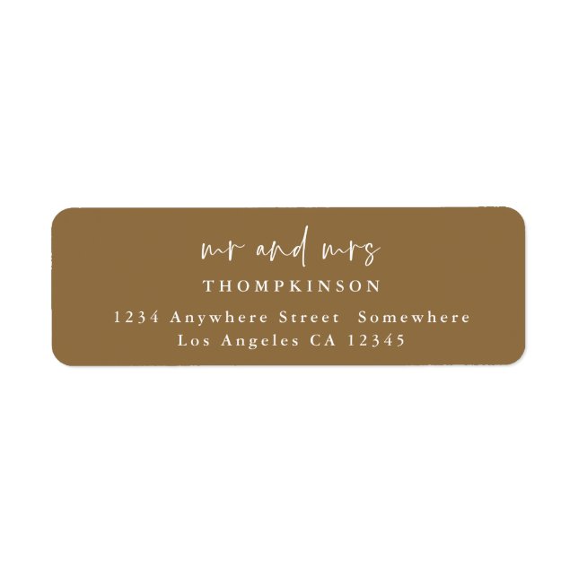 Elegant Script Gold Return Name Address Label (Front)