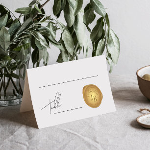 Elegant Script Gold Wax Stamp Event Table Number Place Card