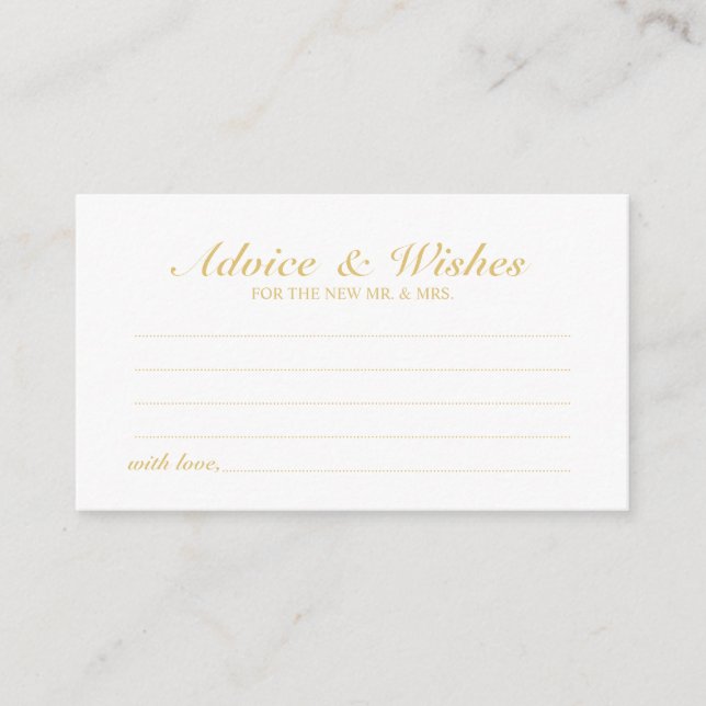 Elegant Script Gold Wedding Advice and Wishes Card (Front)
