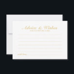 Elegant Script Gold Wedding Advice and Wishes Card<br><div class="desc">Add a personal touch to your wedding with an elegant wedding advice and wishes card. This advice card features title in gold elegant calligraphy font style and details in gold classic serif font style on white background. Perfect for wedding, baby shower, birthday party, bridal shower, bachelorette party and any special...</div>