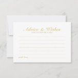 Elegant Script Gold Wedding Advice and Wishes Card<br><div class="desc">Add a personal touch to your wedding with an elegant wedding advice and wishes card. This advice card features title in gold elegant calligraphy font style and details in gold classic serif font style on white background. Perfect for wedding, baby shower, birthday party, bridal shower, bachelorette party and any special...</div>