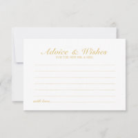 Elegant Script Gold Wedding Advice and Wishes Card