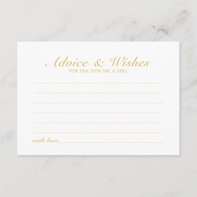 Elegant Script Gold Wedding Advice and Wishes Card (Front)