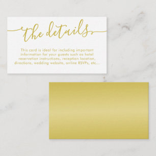 Elegant Script Gold Wedding Details Website Info Enclosure Card