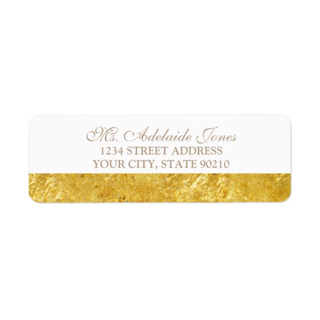 Elegant Script Gold Wedding Return Address Return Address Label (Front)