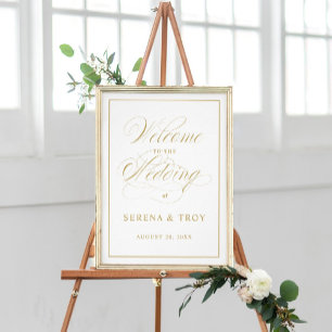 Elegant Script Gold Welcome Sign Wedding